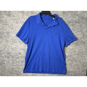 Nautica Polo Shirt Mens XXL Blue 100% Cotton Casual Lightweight Golf Soft